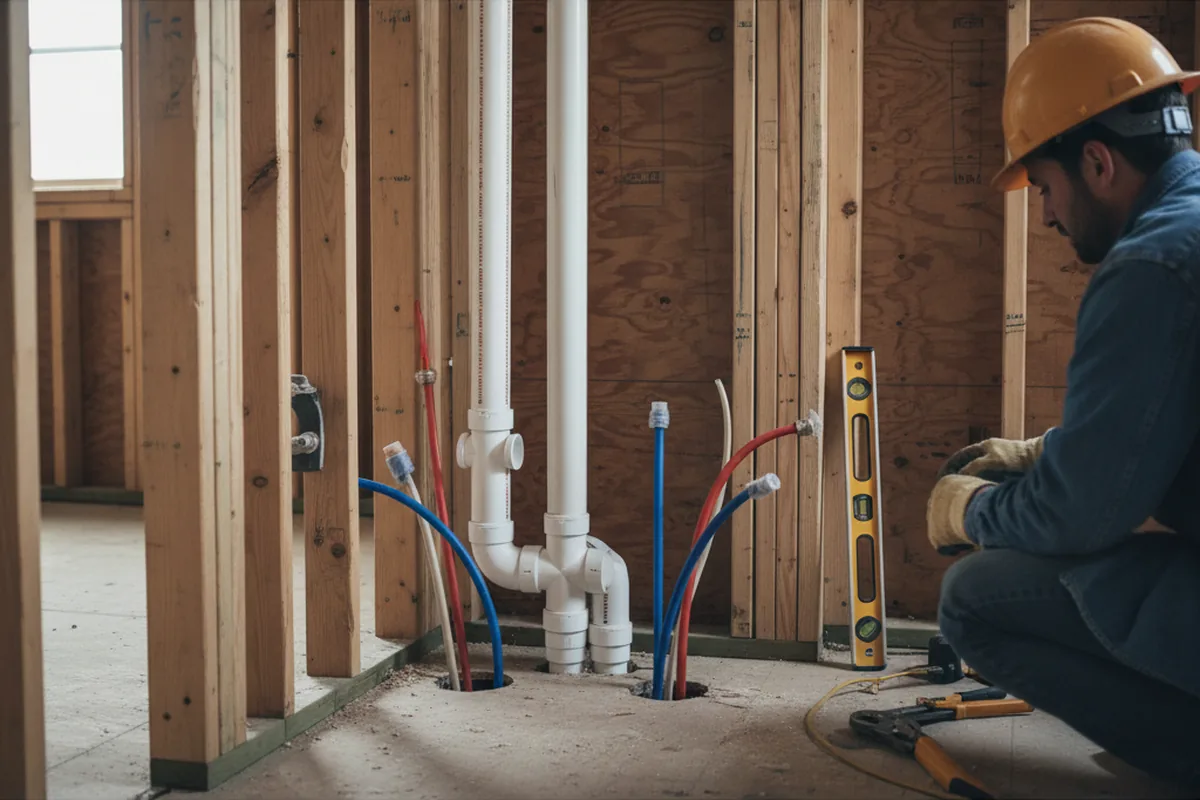 Drain and supply rough-in during Sump Pump Repair in Niagara Falls