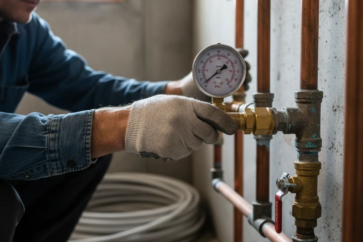 Pressure testing a repaired line during Water Line Repair in Niagara Falls